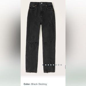 Abercrombie & Fitch 90s Straight Ultra High Rise Black Destroy Jeans